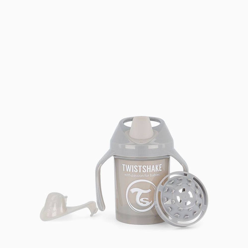 image Twistshake Κύπελλο Mini Cup 230ml 4+Μηνών Pastel Grey Με Μίξερ Φρούτων