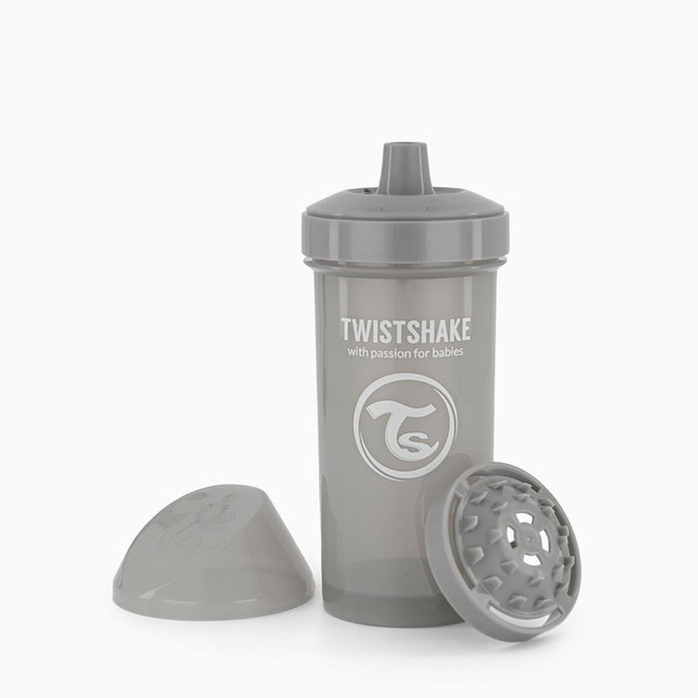 image Twistshake Κύπελλο Kid Cup 360ml 12+Μηνών Pastel Grey Με Μίξερ Φρούτων