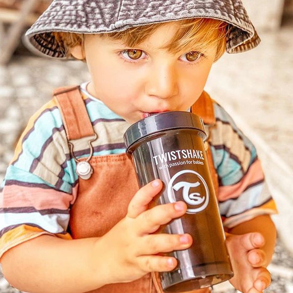 image - Twistshake Κύπελλο Kid Cup 360ml 12+Μηνών Pastel Grey Με Μίξερ Φρούτων 