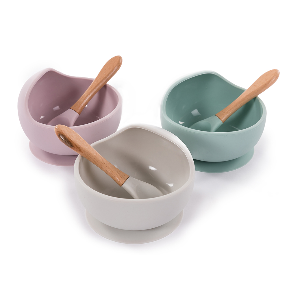 image - B-Suction Bowl Silicone & Spoon Blue 