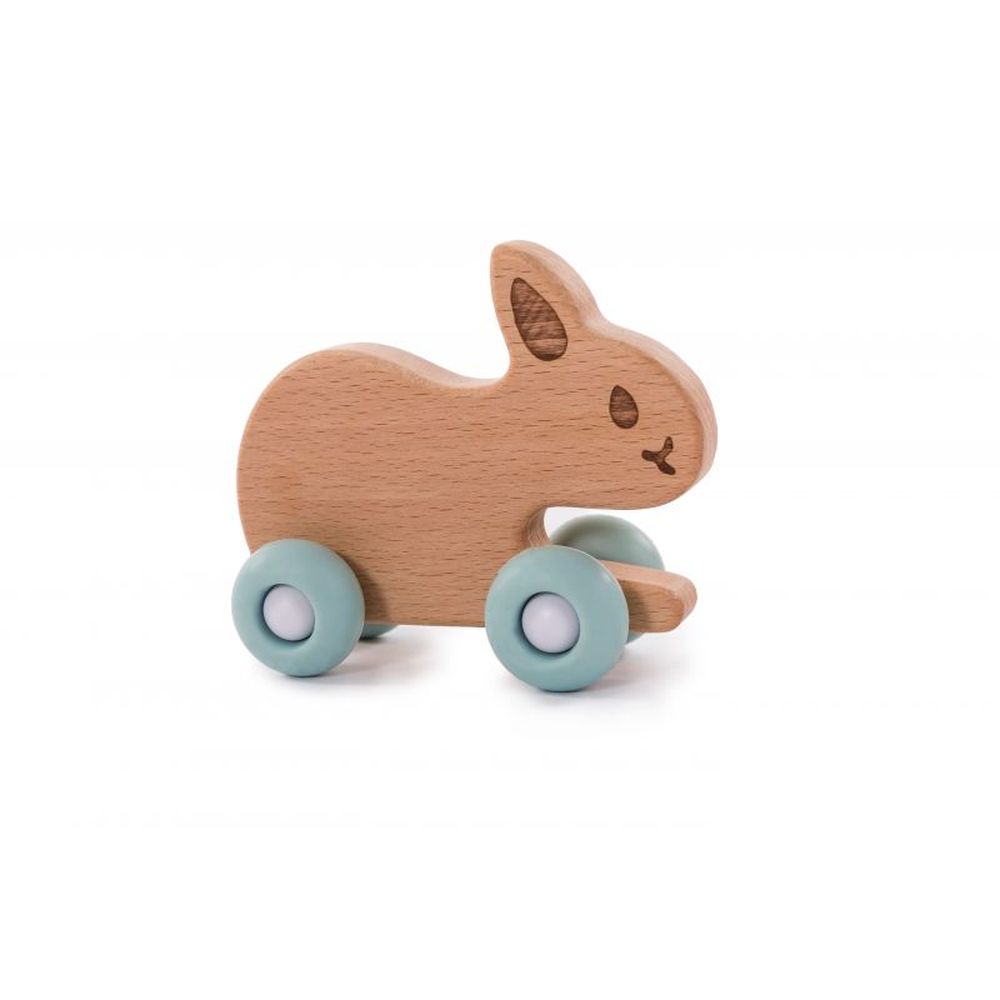 Επιλογή - Bo Jungle B-Woody Rabbit on Wheels Μασητικό-Παιχνιδάκι Λαγουδάκι Μπλε 3+Μ B.910220