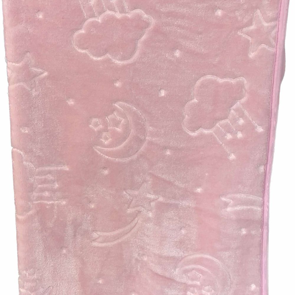 image - Just Baby Ισπανική Κουβέρτα 100Χ120cm Ροζ Με Σχέδιο Σύννεφα-Αστέρια 0+Μ JB.11056.V2.PINK 