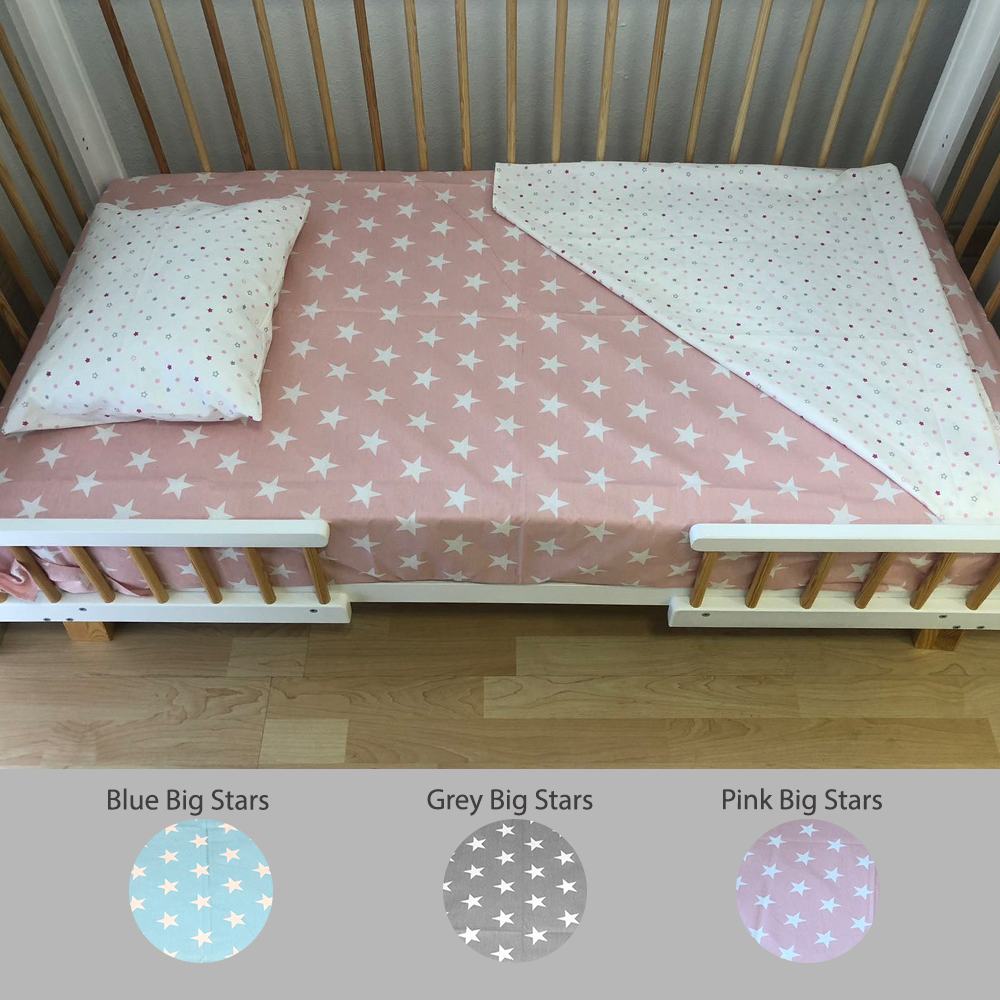 image Just Baby Σεντόνι 160X120cm Και Μαξιλαροθήκη Με Μεγάλα Ροζ Αστεράκια 0+Μ JB.9091.PINK.BIG.STARS
