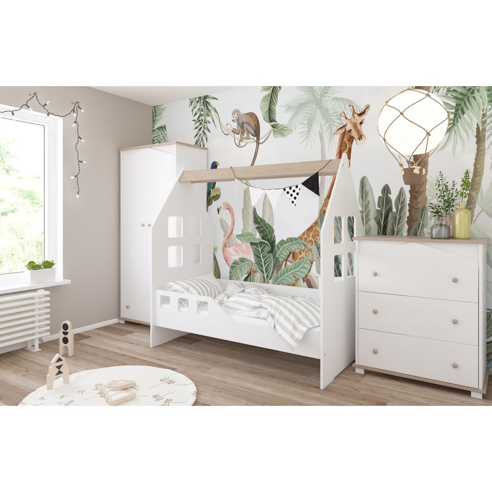 image - Just Baby House Παιδικό Κρεβάτι 160cm x 80cm Λευκό-Καφέ Χωρίς Συρτάρι 24+Μ JBF.55100 