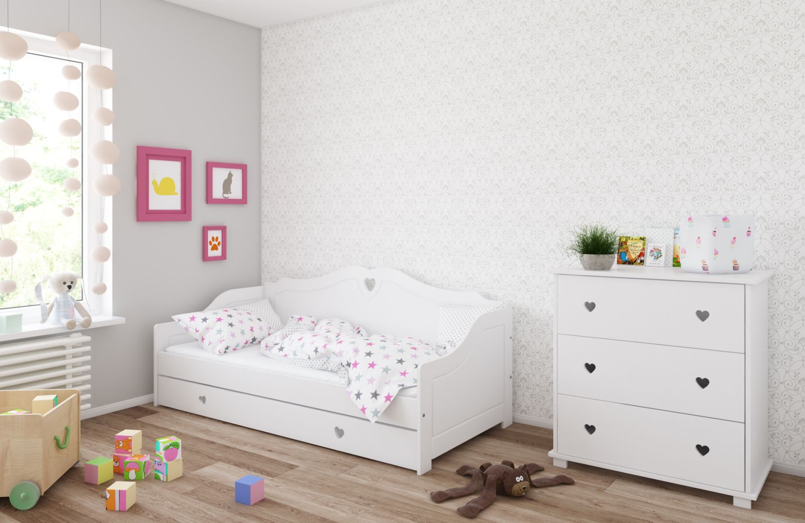 image Just Baby Sofa Heart Παιδικό Κρεβάτι Με Συρτάρι 90Χ200 Λευκό 24+Μ JBF.87200