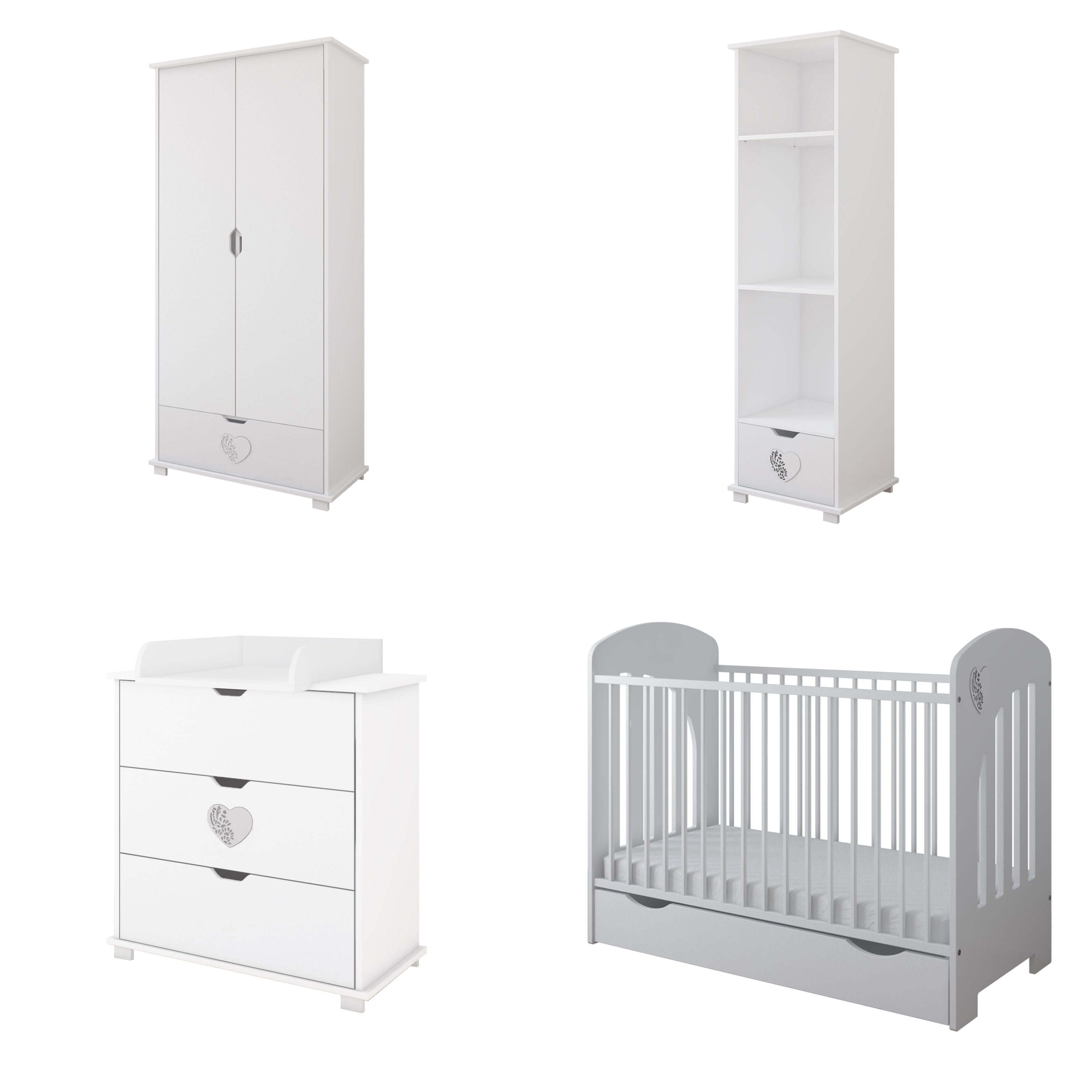 image - Just Baby Baby Cot Herz with Drawer and side bar 