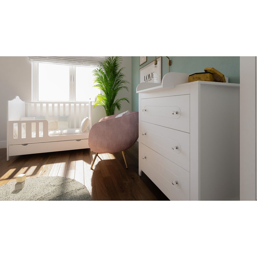 image - Just Baby Glamour Συρταριέρα Με Τύπου Κρυστάλινα Πόμολα Λευκή 0+Μ JBF.40000 
