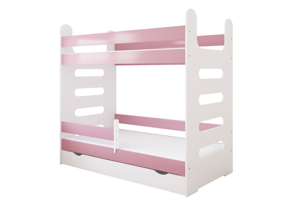 image - Just Baby Stairs Παιδική Κουκέτα 80x180 Με Συρτάρι Ροζ-Λευκό 24+Μ JBF.60100.PINK 