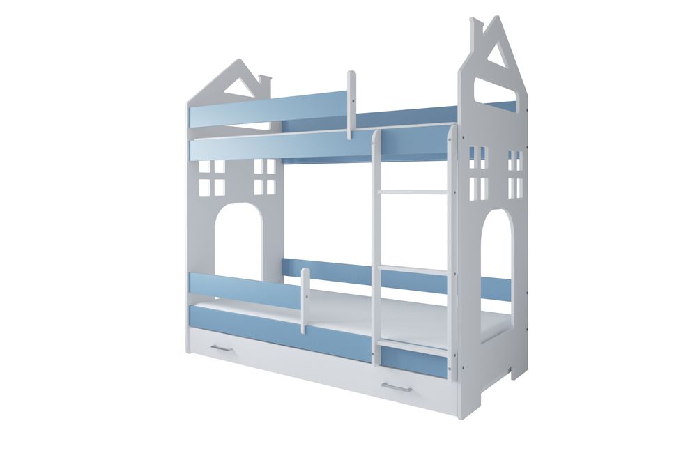 image - Just Baby Castle Παιδική Κουκέτα 80x180 Με Συρτάρι Λευκό-Μπλε 24+Μ JBF.62100.BLUE 