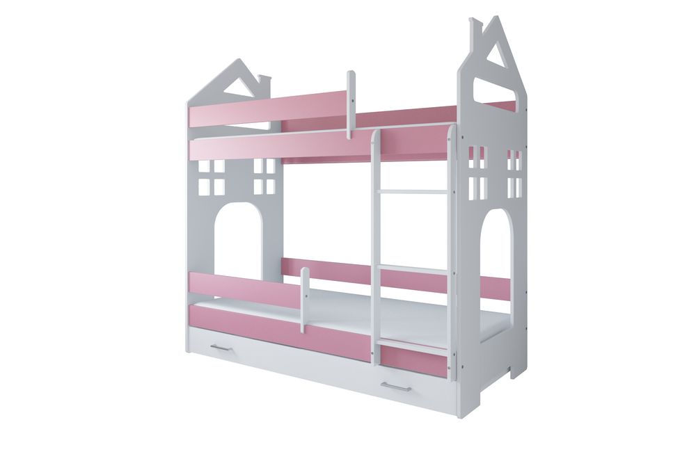 image - Just Baby Castle Παιδική Κουκέτα 80x180 Με Συρτάρι Λευκό-Ροζ 24+Μ JBF.62100.PINK 