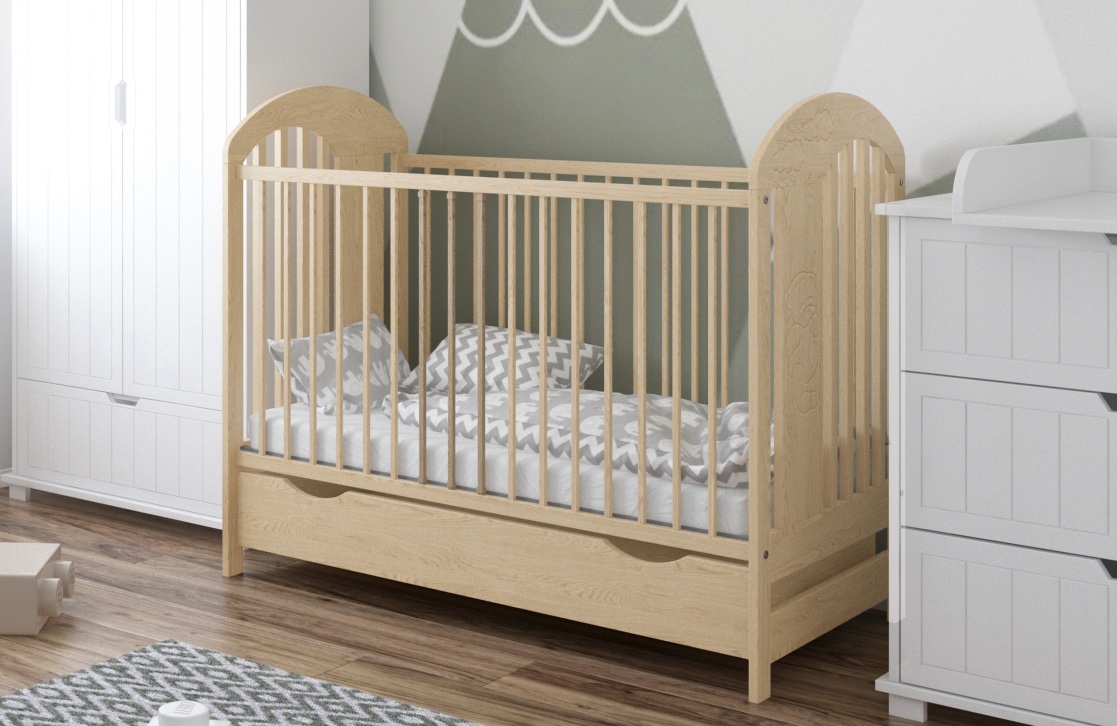 image Just Baby Pumba Natural Βρεφικό Κρεβάτι 60Χ120 Λευκό-Καφέ Με Συρτάρι 0+Μ JBF.34101.NATURAL