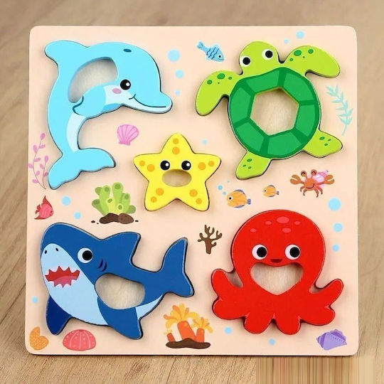 image Blue toys Επιτραπέζιο Ξύλινο Παζλ Σφήνα Ζωάκια της Θάλασσας 3Y+ 